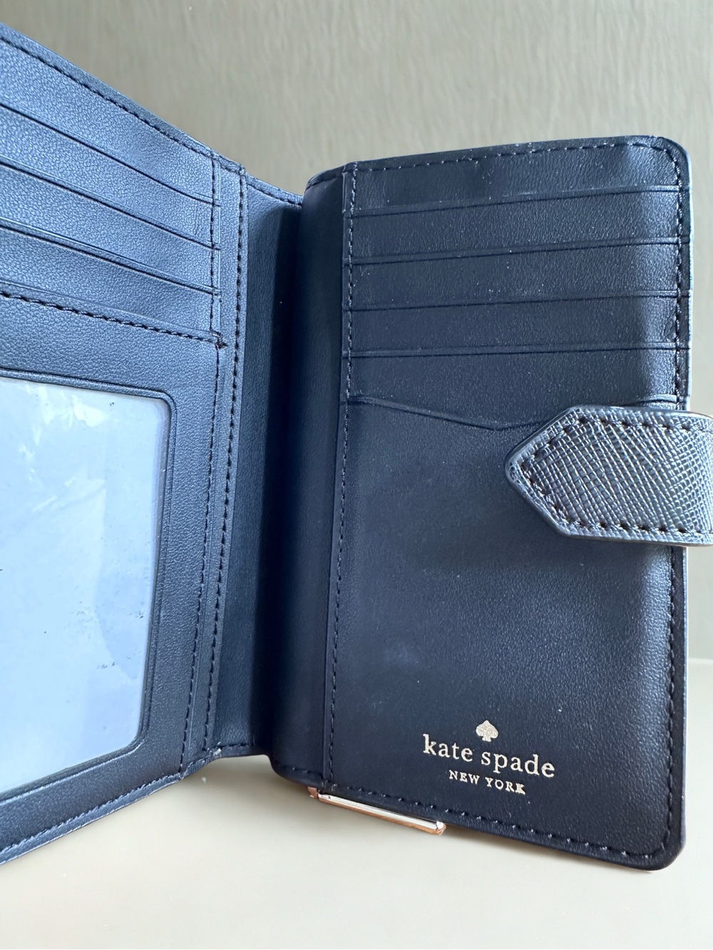 Kate Spade Staci Colorblock Medium Compact Bifold Wallet warm beige/black - Picture 7 of 13